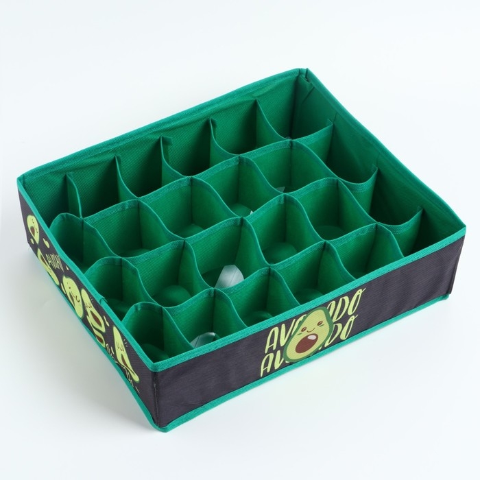Органайзер для хранения белья, кофр 24 ячейки &laquo;Avocado&raquo;, 35 х 30 х 10 см.