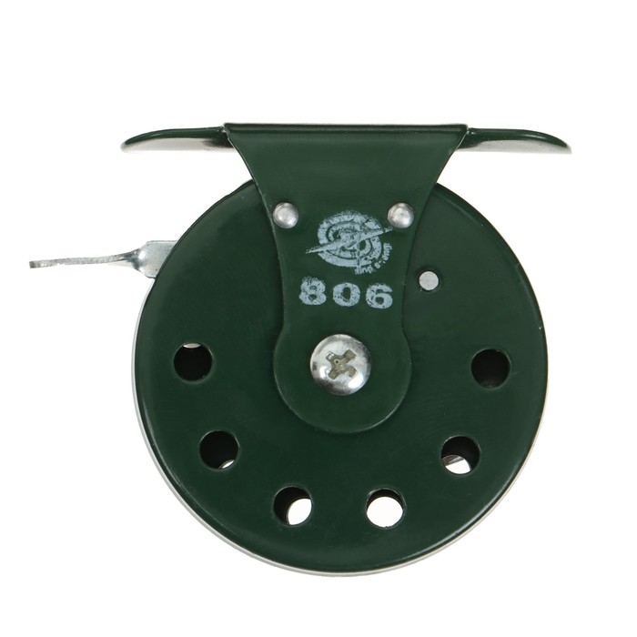 Катушка инерционная, металл, диаметр 5.5 см, цвет темно-зелёный, 806 Катушка инерционная, металл, диаметр 5.5 см, цвет темно-зелёный, 806
