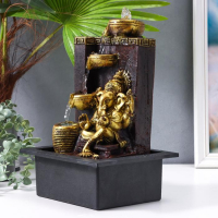 Фонтан настольный от сети "Золотой ганеша у водопада, греческий узор" 35х20х25 см Фонтан настольный от сети "Золотой ганеша у водопада, греческий узор" 35х20х25 см