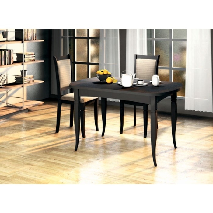 Стол раскладной Ялта-1, 1100/1420х700х750, Камень тёмный/опоры массив резной