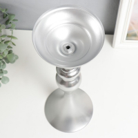 Подсвечник металл на 1 свечу "Изящный" серебристый 38х13х13 см