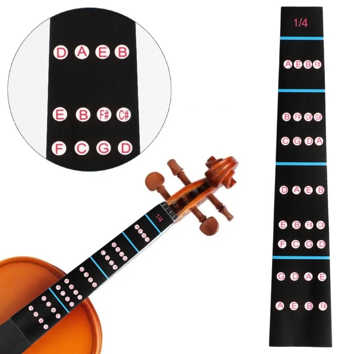 Обучающая наклейка с нотами на гриф скрипки 1/4 Обучающая наклейка с нотами на гриф скрипки 1/4