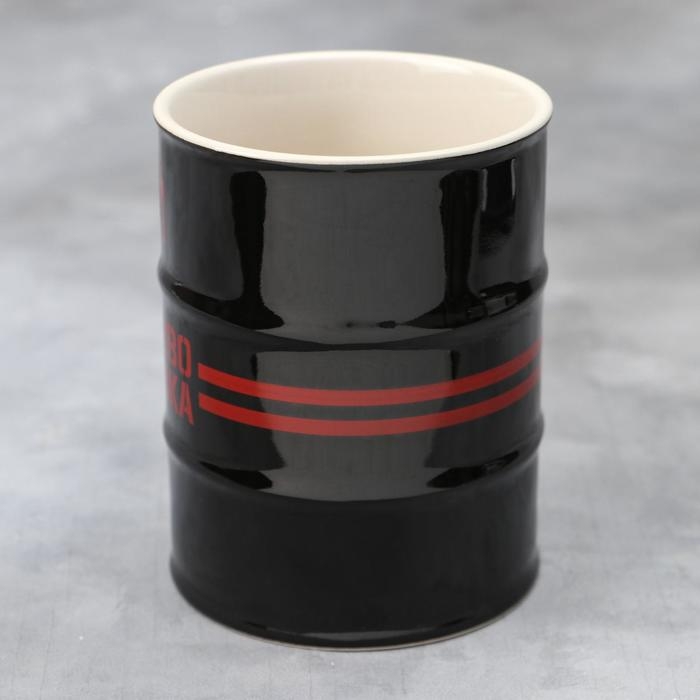 Кружка-бочка керамическая &laquo;Топливо мужика&raquo;, 450 мл, цвет чёрный