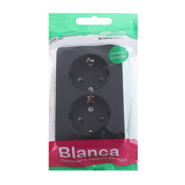 Розетка двойная SE Blanca, 16 А, 250 В, накладная, с з/к, IP20, антрацит, BLNRA010216 Розетка двойная SE Blanca, 16 А, 250 В, накладная, с з/к, IP20, антрацит, BLNRA010216