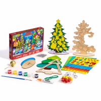 Роспись по дереву на новый год. Игровой набор для детей &laquo;Нарядные елочки&raquo;, новогодний набор для творчества