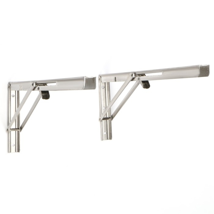 Кронштейн складной для столов и полок ТУНДРА, 2 шт., длина 500 мм, нержавеющая сталь Кронштейн складной для столов и полок ТУНДРА, 2 шт., длина 500 мм, нержавеющая сталь