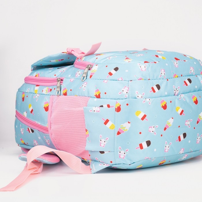 Рюкзак школьный, отдел на молнии, 2 наружных кармана, 2 боковых кармана, цвет голубой Рюкзак школьный, отдел на молнии, 2 наружных кармана, 2 боковых кармана, цвет голубой