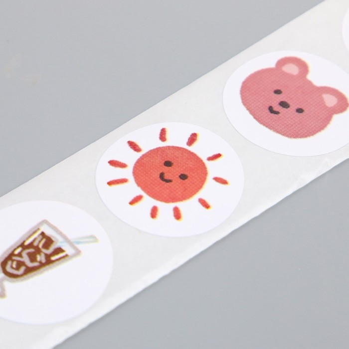 Наклейка бумага Наклейка бумага "Весёлые картинки" d=2,5 см 500 шт в рулоне 3х5,5х5,5 см