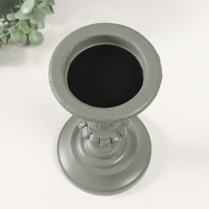 Подсвечник дерево на 1 свечу Подсвечник дерево на 1 свечу "Версаль" тёмно-серый 12,5х12,5х22,8 см