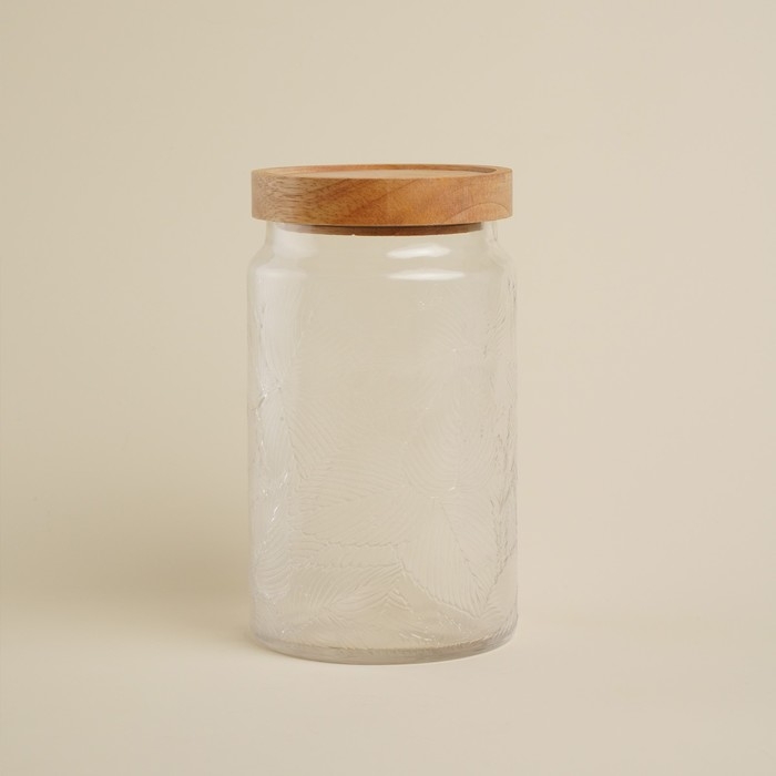 Банка стеклянная для хранения сыпучих продуктов SL Home &laquo;Валенсия&raquo;, 2 л, 12&times;20 см, с деревянной крышкой