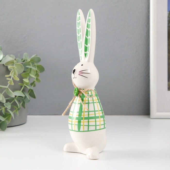 Сувенир керамика Сувенир керамика "Зайчонок, рубашка в клеточку" зелёный 7,8х6,3х22,2 см