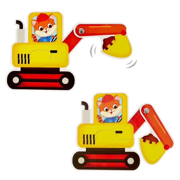 Пазлы подвижные &laquo;Машинки&raquo;, 4 пазла, 8 деталей