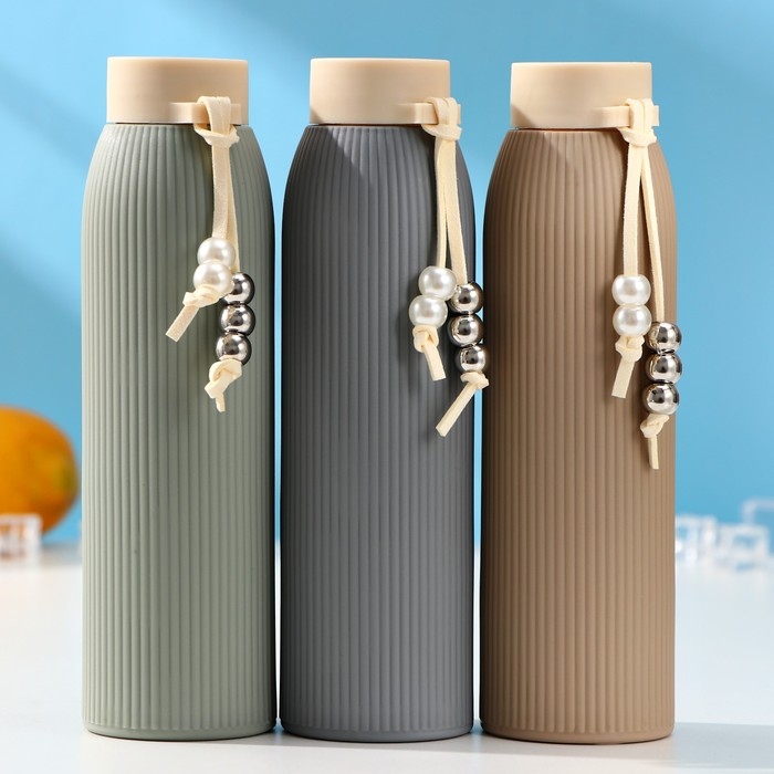 Бутылка для воды стеклянная &laquo;Роскошь&raquo;, 300 мл, h=21 см, цвет МИКС