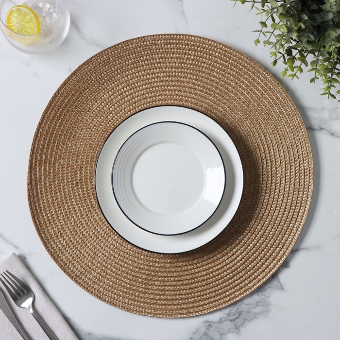 Салфетка сервировочная на стол Доляна &laquo;Лофт&raquo;, d=38 см, цвет песочный