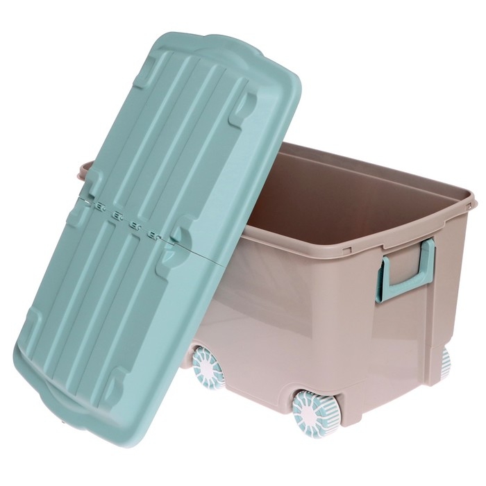 Ящик для игрушек на колёсах, 66,5 л., 68,5 &times; 39,5 &times; 38,5 см, цвет светло-бежевый