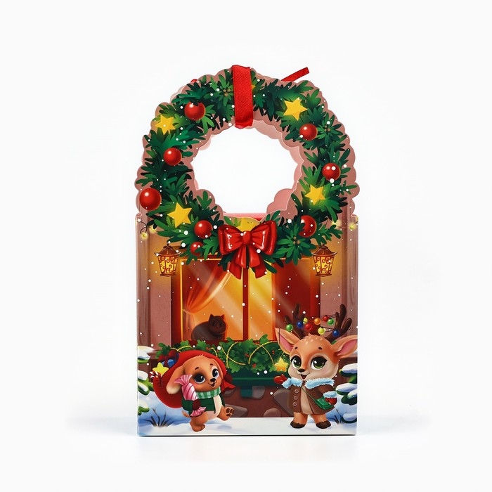 Коробка новогодняя складная &laquo;Новогодний домик&raquo; 12.3 х 21 х 5.3 см, Новый год