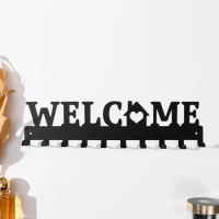 Крючки декоративные металл "Добро пожаловать. Дом" чёрный 1,9х32,9х8,2 см Крючки декоративные металл "Добро пожаловать. Дом" чёрный 1,9х32,9х8,2 см