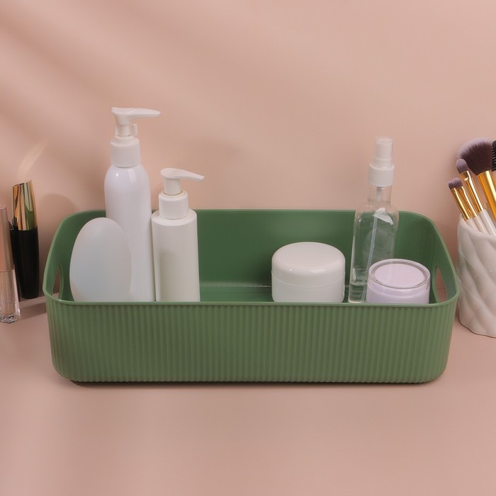 Органайзер для хранения, с ручками, 1 секция, 34 &times; 19 &times; 8 см, цвет МИКС