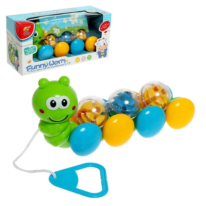 Каталка на веревке «Весёлый червячок» Каталка на веревке «Весёлый червячок»