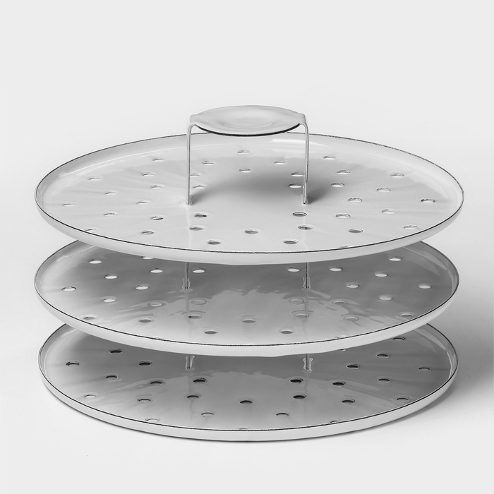 Мантоварка-позница эмалированная, 9 л, 3 вставки, цвет белый Мантоварка-позница эмалированная, 9 л, 3 вставки, цвет белый