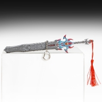 Сувенирное оружие подвесное мини "Меч Асура", брелок, 21 см, серебристый с красным Сувенирное оружие подвесное мини "Меч Асура", брелок, 21 см, серебристый с красным