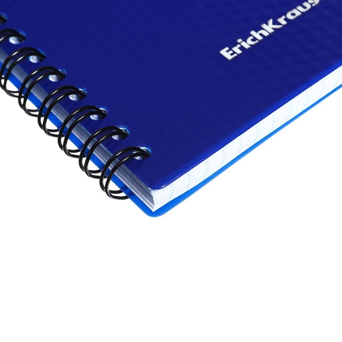 Тетрадь А6 на спирали, 80 листов в клетку, ErichKrause Total Blue, пластиковая обложка, блок офсет 100% белизна, синяя