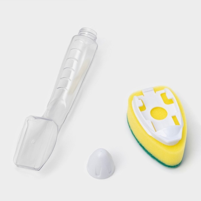 Губка для посуды Доляна, с ручкой дозатором, поролон, абразивное покрытие, 24&times;5,5&times;8 см