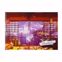 Скетчбук А4, 40 листов на гребне по короткой стороне "Картина маслом", обложка мелованный картон, твёрдая подложка, блок 100 г/м&sup2;