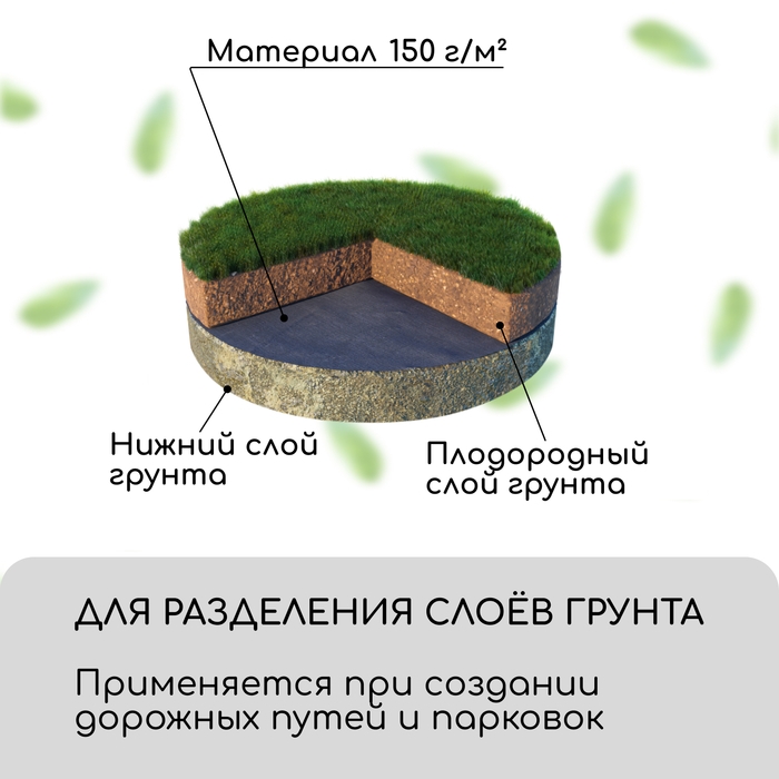Геотекстиль иглопробивной, 20 &times; 1,5 м, плотность 150 г/м&sup2;, с УФ-стабилизатором, чёрный, Greengo
