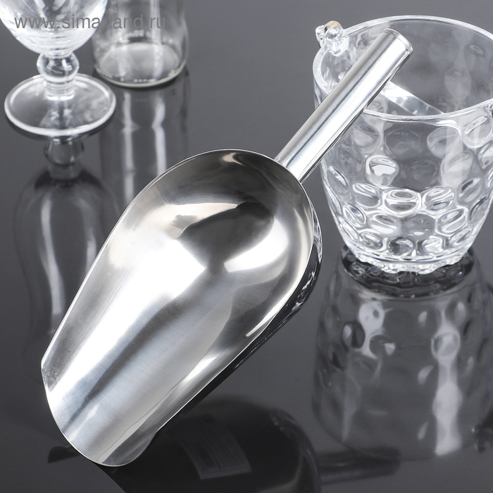 Совок из нержавеющей стали для льда и сыпучих продуктов, 30,5&times;13,5&times;6 см, цвет хромированный