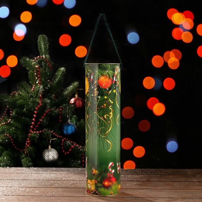 Новый год. Подарочная коробка, тубус под бутылку &laquo;Нарядная ёлка&raquo; 92 х 350 мм (330 мм внутр. высота).