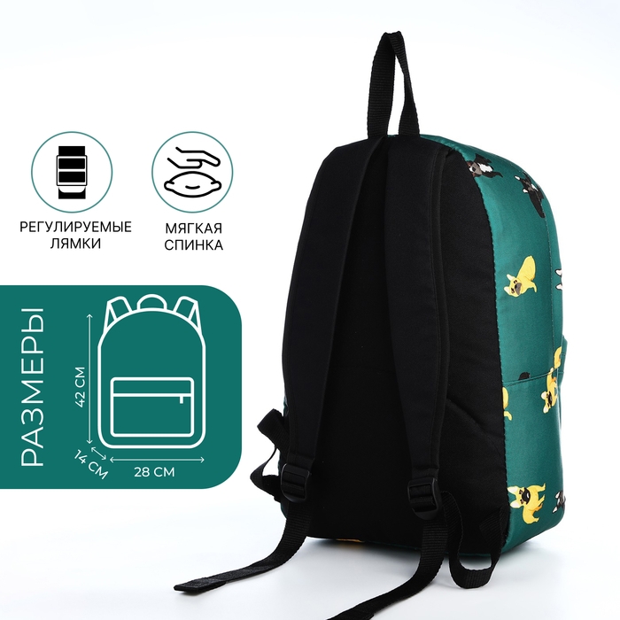 Рюкзак школьный на молнии, цвет зелёный Рюкзак школьный на молнии, цвет зелёный