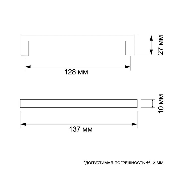 Ручка-скоба SQUARE CAPPIO RSC008, нержавеющая сталь, м/о 128 мм, цвет черный
