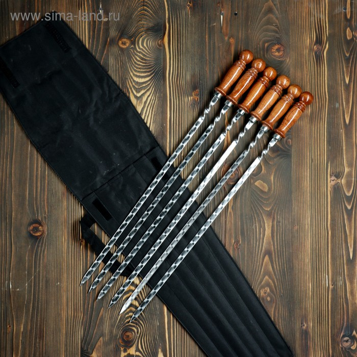 Набор шампуров Набор шампуров "Ташкент" в чехле, 6 шт, рабочая часть - 50см, черный