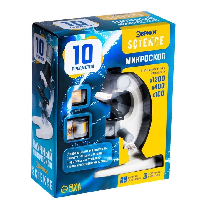 Микроскоп детский &laquo;Юный ботаник&raquo;, кратность х100, х400, х1200, подсветка