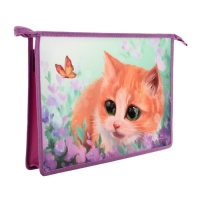 Папка для тетрадей А4, 325 х 230 х 55 мм, молния сверху, пластиковая, ПМ-А4-29 Calligrata "Котик" Папка для тетрадей А4, 325 х 230 х 55 мм, молния сверху, пластиковая, ПМ-А4-29 Calligrata "Котик"