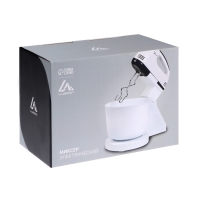 Миксер Luazon LMR-04, ручной, 180 Вт, 7 скоростей, 4 насадки, бело-чёрный Миксер Luazon LMR-04, ручной, 180 Вт, 7 скоростей, 4 насадки, бело-чёрный