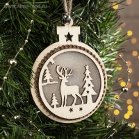 Ёлочная игрушка «Шар с оленем», от батареек, свечение тёплое белое Ёлочная игрушка «Шар с оленем», от батареек, свечение тёплое белое