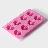 Форма для выпечки Доляна &laquo;Немецкий кекс. Вихрь&raquo;, силикон, 28,5&times;17 см, 8 ячеек, цвет розовый