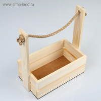 Кашпо деревянное 28×15×30 см "Аром", ручка канат, натуральная сосна Кашпо деревянное 28×15×30 см "Аром", ручка канат, натуральная сосна