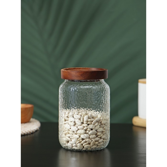 Банка стеклянная для сыпучих продуктов с деревянной крышкой &laquo;Винни&raquo;, 750 мл, 9&times;15 см