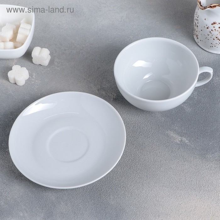 Чайная пара фарфоровая &laquo;Рубин&raquo;, 220 мл, чашка d=10,2 см, блюдце d=14 см