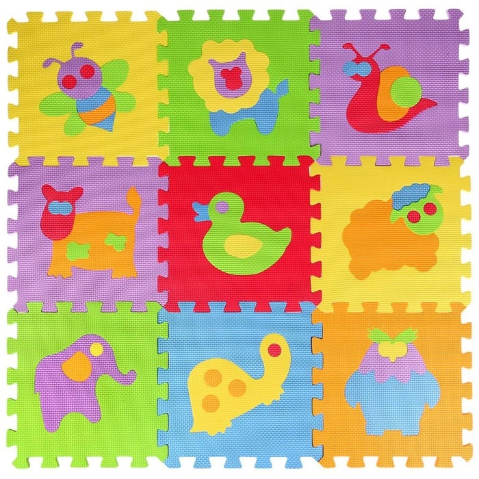 Коврик-пазл &laquo;Любимые герои. С животными&raquo;, 9 элементов, 30х30 см