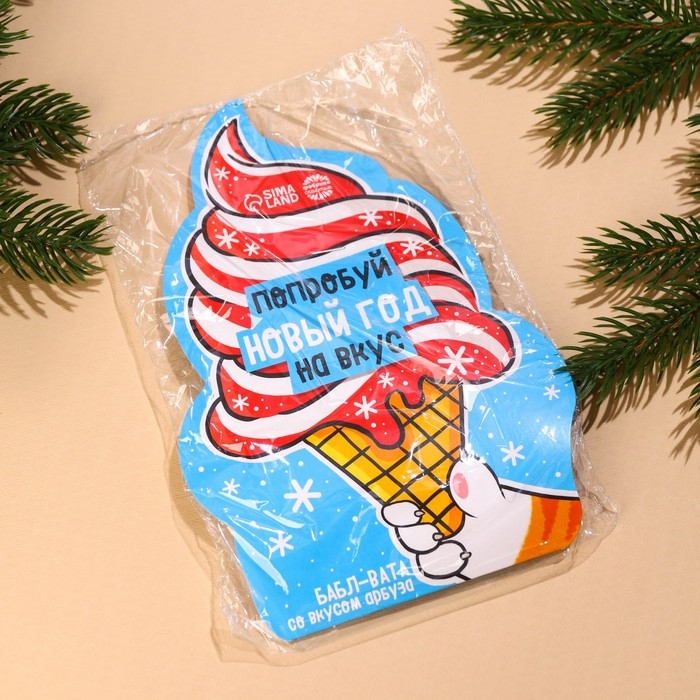 Новый год! Жевательная резинка-сладкая вата &laquo;Попробуй Новый год на вкус&raquo;, вкус: арбуз, 5 г.