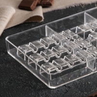 Форма для шоколада &laquo;Киндер&raquo;, 20&times;12&times;2,5 см, 14 ячеек 8,3&times;2,1&times;1,2 см, цвет прозрачный