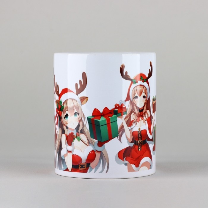 Кружка новогодняя керамическая &laquo;Новогоднее аниме&raquo;, 320 мл, цвет белый