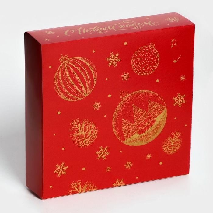 Новый год. Коробка под 9 конфет Новый год. Коробка под 9 конфет "С Новым годом", 13,8 х 13,8 х 3,8 , кондитерская упаковка