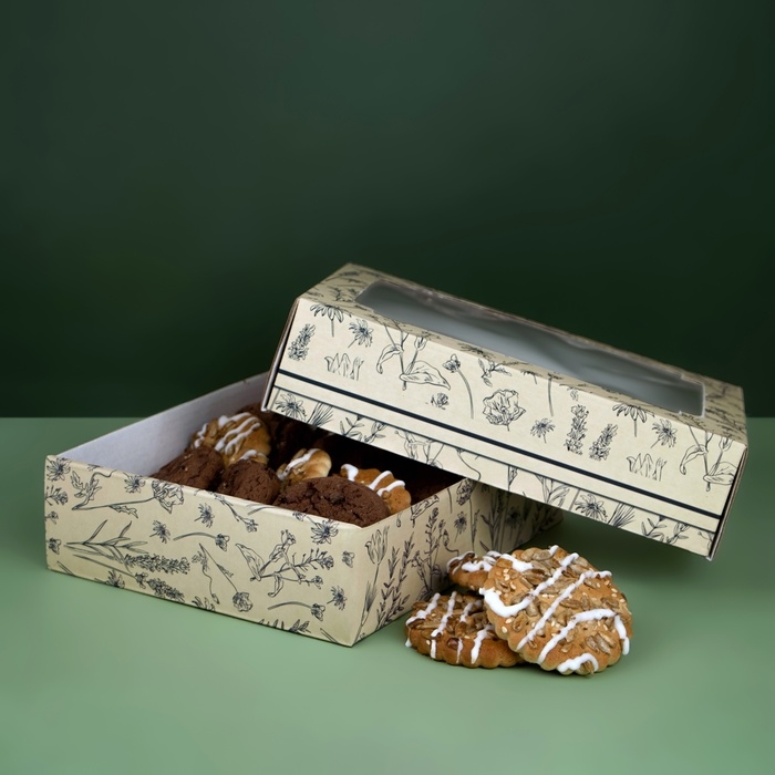 Коробка самосборная, крышка-дно, с окном, &laquo;Цветочный полет&raquo; 18 х 15 х 5 см