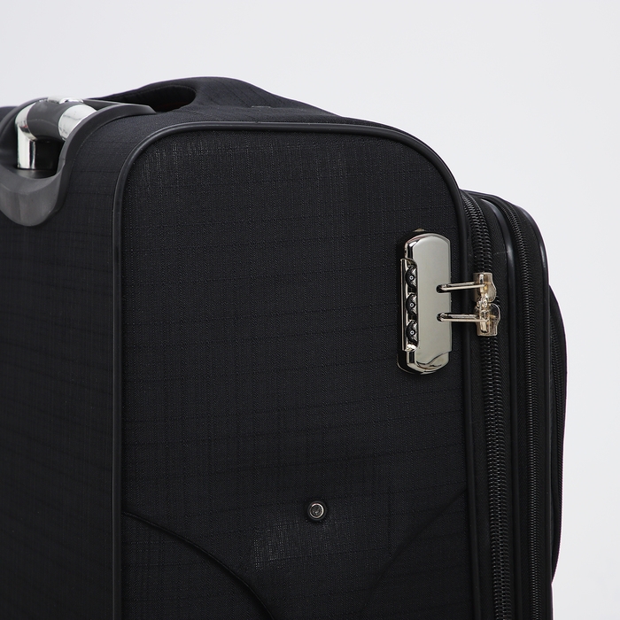 Чемодан большой 95 л (L), отдел на молнии, с расширением, кодовый замок, 4 колеса, 2 наружных кармана, цвет чёрный