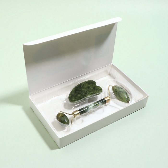 Массажный набор &laquo;Гуаша&raquo;, 18,5 &times; 10,5 &times; 2,5 см, цвет изумрудный